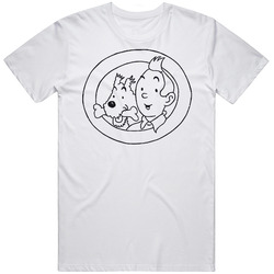 Tintin Classic Retro Cartoon Unisex White T Shirt