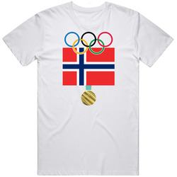 Norway Pyeongchang 2018 Winter Olympics Flag Gold Medal Unisex White T Shirt Norway Pyeongchang 2018 Winter Olympics Flag Gold Medal Unisex White T Shirt