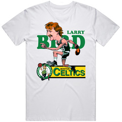 Larry Bird Retro Basketball Caricature Unisex White T Shirt Larry Bird Retro Basketball Caricature Unisex White T Shirt