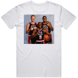 Larry Bird Magic Johnson Michael Jordan Retro Usa Basketball Team Greats Fan Unisex White T Shirt Larry Bird Magic Johnson Michael Jordan Retro Usa Basketball Team Greats Fan Unisex White T Shirt
