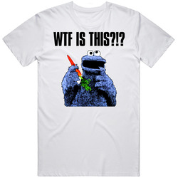 Cookie Monster Wtf Funny Unisex White T Shirt Cookie Monster Wtf Funny Unisex White T Shirt