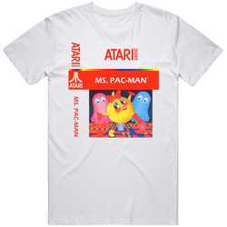 Atari Ms Pacman Classic Retro Video Game Cover Fan Unisex White T Shirt Atari Ms Pacman Classic Retro Video Game Cover Fan Unisex White T Shirt