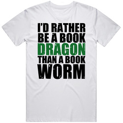 Book Dragon Worm Funny Story Novel Fantasy Nerd Geek Unisex White T Shirt Book Dragon Worm Funny Story Novel Fantasy Nerd Geek Unisex White T Shirt