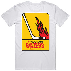 Philadelphia Blazers World Hockey Association Retro Team Logo Unisex White T Shirt Philadelphia Blazers World Hockey Association Retro Team Logo Unisex White T Shirt