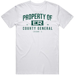 Property Of Country General Er Retro Hopsital Tv Show Fan Unisex White T Shirt Property Of Country General Er Retro Hopsital Tv Show Fan Unisex White T Shirt