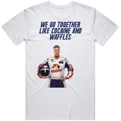 Talladega Nights Ricky Bobby We Go Together Like Cocaine And Waffles Quote Unisex White T Shirt Talladega Nights Ricky Bobby We Go Together Like Cocaine And Waffles Quote Unisex White T Shirt