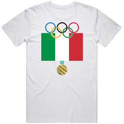Italy Pyeongchang 2018 Winter Olympics Flag Gold Medal Unisex White T Shirt Italy Pyeongchang 2018 Winter Olympics Flag Gold Medal Unisex White T Shirt