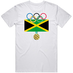 Jamaica Pyeongchang 2018 Winter Olympics Flag Gold Medal Unisex White T Shirt Jamaica Pyeongchang 2018 Winter Olympics Flag Gold Medal Unisex White T Shirt