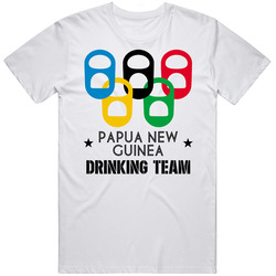 Papua New Guinea Drinking Team Olympic Ring Beer Tab Games Unisex White T Shirt Papua New Guinea Drinking Team Olympic Ring Beer Tab Games Unisex White T Shirt