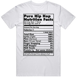 Pure Hip Hop Nutrition Facts Rap Music Fan Cool Unisex White T Shirt Pure Hip Hop Nutrition Facts Rap Music Fan Cool Unisex White T Shirt