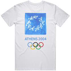 Athens Summer 2004 Olympics Retro Logo World Olympiad Event Unisex White T Shirt Athens Summer 2004 Olympics Retro Logo World Olympiad Event Unisex White T Shirt