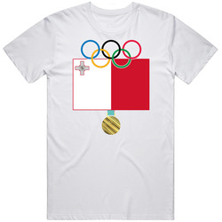 Malta Pyeongchang 2018 Winter Olympics Flag Gold Medal Unisex White T Shirt Malta Pyeongchang 2018 Winter Olympics Flag Gold Medal Unisex White T Shirt