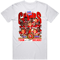 Joe Montana 1989 Super Bowl Champs Caricature Unisex White T Shirt Joe Montana 1989 Super Bowl Champs Caricature Unisex White T Shirt