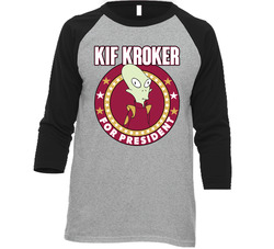 Kif Kroker For President Futurama Adult Cartoon Character Campaign Parody Raglan Vintage Raglan 3/4 Sleeve Shirt