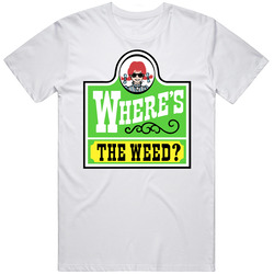 Where's The Weed Green Wendy's Logo Parody Pot Head Smoker Marijuana Munchies Vintage T Shirt