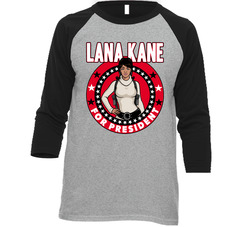 Lana Kane For President Archer Adult Cartoon Character Campaign Parody Raglan Vintage Raglan 3/4 Sleeve Shirt