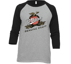 Miller Genuine Draft Mgd American Beer Logo Label Drinking Raglan Vintage Raglan 3/4 Sleeve Shirt Miller Genuine Draft Mgd American Beer Logo Label Drinking Raglan Vintage Raglan 3/4 Sleeve Shirt