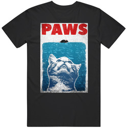 Paws Kitty Cat Jaws Parody Retro Movie Poster Grundge Worn Look Vintage T Shirt Paws Kitty Cat Jaws Parody Retro Movie Poster Grundge Worn Look Vintage T Shirt