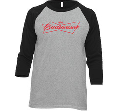 Budweiser American Beer Logo Label Drinking Raglan Vintage Raglan 3/4 Sleeve Shirt Budweiser American Beer Logo Label Drinking Raglan Vintage Raglan 3/4 Sleeve Shirt