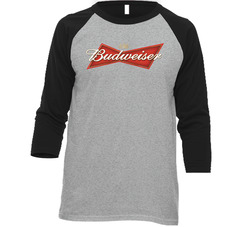 Budweiser American Beer New Logo Label Drinking Raglan Vintage Raglan 3/4 Sleeve Shirt Budweiser American Beer New Logo Label Drinking Raglan Vintage Raglan 3/4 Sleeve Shirt