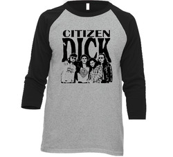 Citizen Dick Fictional Band Singles Distressed Movie Poster Fan Raglan Vintage Raglan 3/4 Sleeve Shirt Citizen Dick Fictional Band Singles Distressed Movie Poster Fan Raglan Vintage Raglan 3/4 Sleeve Shirt