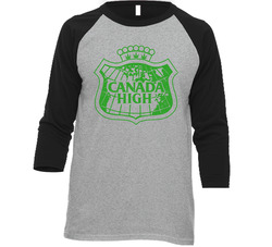 Canada High Dry Ginger Ale Soda Logo Parody Stoner Weed Marijuana Thc Raglan Vintage Raglan 3/4 Sleeve Shirt Canada High Dry Ginger Ale Soda Logo Parody Stoner Weed Marijuana Thc Raglan Vintage Raglan 3/4 Sleeve Shirt