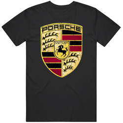Porsche Automobile Car Truck Motorcycle Parts Cool Distressed Style Brand Logo Emblem Cotton Vintage Tee Classic Vintage T Shirt