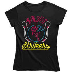 Sexy Strikers Bowling Team Vintage Ladies T Shirt Sexy Strikers Bowling Team Vintage Ladies T Shirt