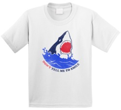 Don't Tell Me To Smile Bite Teeth Shark Week Fan Retro Grunge Worn Loo
