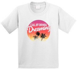 California Dreaming Palm Trees Sunset Beach Travel Vacation Kids T Shi