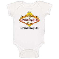 Grand Rapids What Happens In Vegas Parody Funny Custom Baby One Piece Grand Rapids What Happens In Vegas Parody Funny Custom Baby One Piece