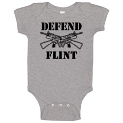 Flint Defend This City Army Military Strong Flint Custom Baby One Piec Flint Defend This City Army Military Strong Flint Custom Baby One Piec