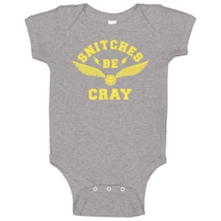 Snitches Be Cray Funny Harry Potter Quidditch Distressed Baby One Piec