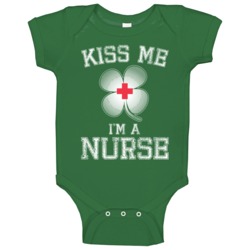 Kiss Me I'm A Nurse Funny Shamrock St Patrick's Day Worn Look Baby One Kiss Me I'm A Nurse Funny Shamrock St Patrick's Day Worn Look Baby One