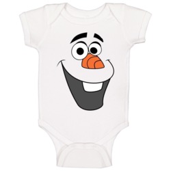 Olaf Face Frozen Fun Movie Character Halloween Costume Baby One Piece