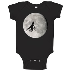 Flying Dinosaur Bike Moon Funny Et Parody Baby One Piece