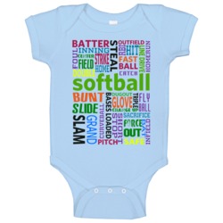 Funny Baseball Softball Words Baby One Piece Funny Baseball Softball Words Baby One Piece