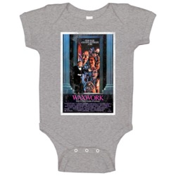 Waxwork Vintage Distressed Scary Movie Poster Halloween Baby One Piece Waxwork Vintage Distressed Scary Movie Poster Halloween Baby One Piece