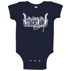 She Thinks My Stacks Are Sexy Funny Trucker Truck Worn Look Baby One P She Thinks My Stacks Are Sexy Funny Trucker Truck Worn Look Baby One P