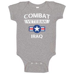 Combat Veteran Iraq Military Vet Distressed Baby One Piece Combat Veteran Iraq Military Vet Distressed Baby One Piece