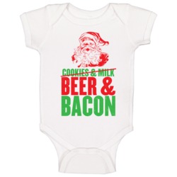 Beer And Bacon Not Cookies And Milk Funny Santa Christmas Xmas Baby On Beer And Bacon Not Cookies And Milk Funny Santa Christmas Xmas Baby On