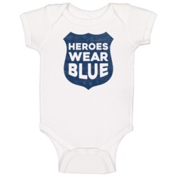 Heroes Wear Blue Police Support Worn Look Baby One Piece Heroes Wear Blue Police Support Worn Look Baby One Piece