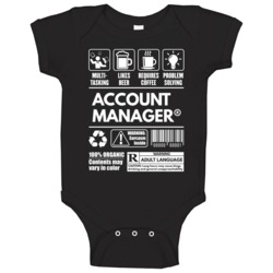 Account Manager Coffee Beer Funny Human Package Label Baby One Piece Account Manager Coffee Beer Funny Human Package Label Baby One Piece