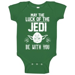 The Luck Of The Jedi Be With You St Patrick's Day Worn Look Baby One P The Luck Of The Jedi Be With You St Patrick's Day Worn Look Baby One P