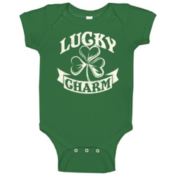 Lucky Charm St Patrick's Day Shamrock Clover Worn Look Baby One Piece Lucky Charm St Patrick's Day Shamrock Clover Worn Look Baby One Piece