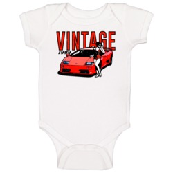 Red 1999 Lamborghini Diablo Sv Vintage Pin Up Cool Car Baby One Piece