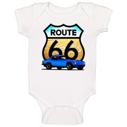 Blue 1961 Lotus Elite Route 66 Sign Cool Car Baby One Piece