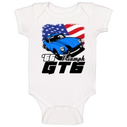 Blue 1966 Triumph Gt6 American Flag Cool Car Baby One Piece