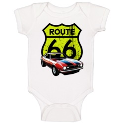 Red  1968 Chevy Camaro Route 66 Warning Sign Cool Car Baby One Piece