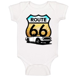Black And White 1969 Triumph Tr6 Route 66 Sign Cool Car Baby One Piece